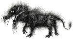  absurd_res ambiguous_gender black_body black_fur claws feral fur hi_res mammal monochrome open_mouth quadruped sharp_teeth simple_background solo sparrowlucero tail teeth white_background 