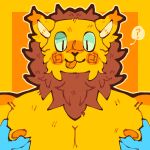  1:1 ambiguous_gender ambiguous_pov anthro breasts confusion duo felid first_person_view fur groping_chest hand_on_breast hi_res lion looking_down male male/ambiguous male/male male_anthro mammal mane moobs nipples orix_(artist) pantherine solo_focus tongue tongue_out yellow_body yellow_fur 