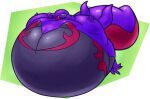  2024 alpha_channel anthro belly big_belly big_tail black_eyes blueberry_inflation colored digital_media_(artwork) eyelashes female generation_7_pokemon green_background huge_belly huge_tail hyper hyper_belly immobile inflation kvolik licking licking_lips lizard looking_at_viewer markings navel nintendo open_mouth pink_tongue pokemon pokemon_(species) purple_body purple_sclera purple_tail red_markings reptile round_body salazzle scalie shaded simple_background solo tail tongue tongue_out transparent_background 