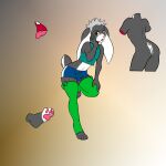 1:1 absurd_res andromorph anthro butt clothed clothing co1byfpv digital_media_(artwork) fur gradient_background grey_body grey_fur hi_res intersex lagomorph leporid long_ears mammal model_sheet pawpads pink_pawpads rabbit simple_background solo