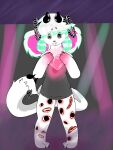  ambiguous_gender anthro blood bodily_fluids body_horror dull_eyes foggy_background glowing_heart gore hi_res hole_in_chest hybrid multi_eye multi_mouth neon_lights nosebleed saffronstuffie solo tail tail_mouth unusual_anatomy unusual_tail 