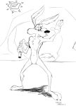 anthro bruce_lee canid canine canis coyote dynamite explosives looney_tunes male mammal martial_arts melee_weapon monochrome nunchaku parody pose sketch solo stevethedragon sun tail warner_brothers weapon wile_e._coyote