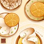  artist_logo food food_focus fruit highres no_humans orange_(fruit) orange_slice original pastry yuki00yo 