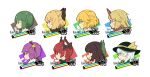  6+girls animal_ears black_hair black_hairband black_hat blonde_hair bow braid cat_ears cat_girl chibeany commentary_request from_side green_bow green_eyes green_hair hair_bobbles hair_bow hair_ornament hairband hat health_bar highres horns hoshiguma_yuugi kaenbyou_rin kisume komeiji_koishi komeiji_satori kurodani_yamame mizuhashi_parsee multiple_girls persona persona_3 portrait purple_eyes purple_hair red_eyes red_hair red_horns reiuji_utsuho short_hair single_horn subterranean_animism touhou 