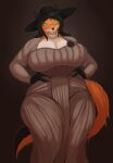  anthro big_breasts breasts canid canine capcom cleavage clothed clothing female fox green_eyes hand_on_hip harnny hi_res lady_dimitrescu_(resident_evil) lina_reinard mammal mature_female resident_evil thick_thighs video_games 