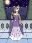  anthro bellum clothing cougar dr.satan dress felid feline female flower hi_res light mammal moonlight night plant portrait solo 