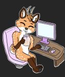  anthro computer desk dr.satan drinking feex furniture hazel hi_res male paws solo 