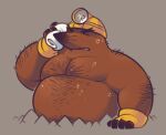  2021 animal_crossing anthro armor belly bodily_fluids brown_body eulipotyphlan eyes_closed greenendorf hairy hard_hat headgear helmet humanoid_hands male mammal mole_(animal) mr._resetti musclegut nintendo overweight overweight_male solo sweat towel video_games 