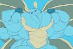  2020 4_arms 5_fingers anthro arthropod big_muscles big_pecs blue_background cedi colored_sketch fingers flexing hi_res huge_muscles huge_pecs hyper hyper_muscles insect lepidopteran looking_at_viewer male moth multi_arm multi_limb muscular nude panscolipede pecs simple_background solo wings 