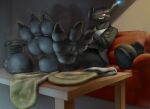  2021 3_toes absurd_res anthro barefoot black_body black_boots bodily_fluids boots clothed clothing crossed_arms dirty_socks feet feet_on_table foot_focus footwear furniture hi_res hindpaw inside legendary_pok&eacute;mon looking_at_viewer male musk nintendo paws pok&eacute;mon pok&eacute;mon_(species) rad-lizer sitting sofa soles solo sweat sweaty_feet toes toothy_grin video_games zekrom 