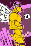  anthro balls clothing erection eyewear genitals goggles hat headgear headphones headwear hi_res jdmosh jockstrap klueless_koopa koopa koopa_paratroopa koopa_troopa male mario_bros muscular music nintendo nude penis scalie solo underwear video_games wings woshilan 