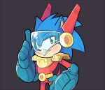  2015 5_fingers 8xenon8_(artist) anthro archie_comics armor blue_body blue_fur blue_quills clothed clothing costume eulipotyphlan fingers fur gloves green_eyes handwear headgear headwear hedgehog looking_at_viewer male mammal simple_background solo sonic_the_hedgehog_(archie) sonic_the_hedgehog_(comics) sonic_the_hedgehog_(series) visor zonic_the_zone_cop 
