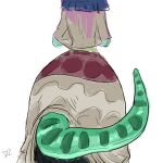  1:1 2020 amphibia_(series) amphibian anthro clothing disney dress faceless_anthro faceless_female female green_body green_skin lady_olivia newt rear_view salamander_(amphibian) simple_background solo thedarkzircon white_background 