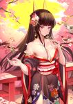  akagi_(zhanjianshaonv) animal_ears cleavage japanese_clothes xiaoshan_jiang zhanjianshaonv 