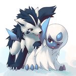  absol ambiguous_gender claws cleaning cute duo facial_markings feral feral_on_feral hyena interspecies licking lowres mammal markings mightyena nintendo on_top one_eye_closed plain_background pok&#233;mon pokemon red_eyes shadow tear tears tongue unknown_artist video_games white_background wink 
