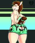  2018 4:5 absurd_res anthro anus asinus big_butt biped bodily_fluids bottomwear boxer_briefs brown_hair bulge butt clothed clothing digital_media_(artwork) donkey embarrassed equid equine eyebrows fingers fur girly hair hi_res jayteemule looking_at_viewer looking_back looking_back_at_viewer male mammal mostly_nude open_mouth simple_background solo standing sweat sweat_on_face sweatdrop tan_body tan_fur topless torn_bottomwear torn_clothing torn_underwear tyroo underwear ych_clothing 