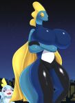  anthro big_breasts breasts crossed_arms featureless_breasts female hi_res huge_breasts inteleon kify larger_female nintendo pok&eacute;mon pok&eacute;mon_(species) size_difference sobble video_games wide_hips 