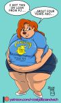  anthro beauty_mark canid canine canis clothing dialogue disney domestic_dog english_text female goof_troop hair hi_res mammal morbidly_obese obese overweight roxanne_(goof_troop) royaljellysandwich solo text url 