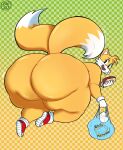  2_tails absurd_res anthro big_butt butt canid canine chubby_male flying food fox gammanaut girly hi_res huge_butt male mammal miles_prower multi_tail overweight overweight_male sonic_the_hedgehog_(series) thick_thighs 