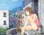  animal brown_hair building original rabbit short_hair sky tagme_(artist) 