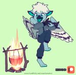  anthro avian bird bonfire chibi male pot_(disambiguation) rexwind scared solo wings 