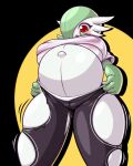  4:5 belly big_belly big_breasts blush breasts clothed clothing digital_media_(artwork) edit female gardevoir hair hdddestroyer hi_res humanoid limebreaker navel nintendo nipple_outline nipples pok&eacute;mon pok&eacute;mon_(species) pregnant red_eyes solo video_games 