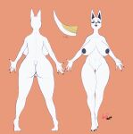  2020 anthro areola big_breasts big_butt black_nails black_nipples black_nose black_sclera black_tongue breasts butt canid canine canis colored_nails ear_piercing english_text female fur genitals hi_res hollandworks jackal looking_at_viewer mammal model_sheet nagainosfw nailah_nazim nails navel nipples nude piercing pussy simple_background smile solo text tongue white_body white_fur wide_hips yellow_eyes 