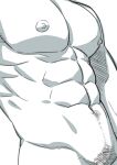  1boy abs bara close-up completely_nude greyscale head_out_of_frame highres koji_(wildlhz) large_pectorals male_focus monochrome muscular muscular_male navel navel_hair nipples nude original pectoral_focus pectorals short_hair solo stomach 