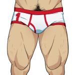  1boy bara boxer_briefs bulge hairy koji_(wildlhz) leg_hair lower_body male_focus male_pubic_hair male_underwear mature_male muscular muscular_male navel_hair original pubic_hair simple_background solo thick_thighs thighs underwear underwear_only white_background white_male_underwear 