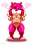  amy_rose angelauxes anthro belly big_belly breasts dizzy english_text eulipotyphlan exposed_breasts female hedgehog mammal solo sonic_the_hedgehog_(series) text 