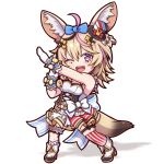  1girl :d ahoge animal_ears asymmetrical_legwear bare_arms blonde_hair breasts chibi facial_mark fennec_fox fox_ears fox_girl frilled_straps frills fur_trim gloves hat heart heart_in_eye hololive idol idol_clothes layered_skirt looking_at_viewer medium_breasts miloku mini_hat mini_top_hat miniskirt nonstop_story omaru_polka open_mouth playing_card_theme pose purple_eyes simple_background skirt skirt_set sleeveless smile solo symbol_in_eye thighhighs tilted_headwear top_hat underbust upper_teeth virtual_youtuber white_background white_gloves 