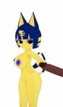  animal_crossing ankha_(animal_crossing) anthro big_breasts blackflames3 blue_hair breasts domestic_cat duo egyptian erection felid feline felis female female_focus fur hair human humanoid koikatsu_(game) male male/female mammal nintendo nipples stripes video_games yellow_body yellow_fur 