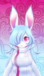  anthro big_breasts blush breasts canid canine clothed clothing female fox fur hair hi_res humanoid hybrid lagomorph leporid looking_at_viewer luni luni_moon luniceres mammal monster_girl_(genre) rabbit simple_background smile solo vixbun 