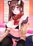  animal_ears bra cleavage pantsu rouka seifuku sweater thighhighs wardrobe_malfunction 