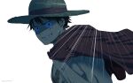  1boy black_eyes black_hair from_side hat highres looking_at_viewer male_focus monkey_d_luffy nipples one_piece pectorals pinattsu scar scar_on_cheek scar_on_chest scar_on_face shirt_removed shirtless short_hair smile solo straw_hat toned toned_male upper_body 