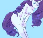  anthro anthrofied areola blue_background breasts currentlytr_ash equid equine female friendship_is_magic hair hasbro hi_res horn inverted_nipples mammal my_little_pony nipples nude purple_hair rarity_(mlp) simple_background solo unicorn white_body 