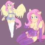  absurd_res anthro anthrofied babydoll clothing currentlytr_ash equid equine female fluttershy_(mlp) friendship_is_magic garter_straps hi_res legwear lingerie mammal my_little_pony nightgown panties pegasus solo thigh_highs translucent translucent_clothing underwear wings 
