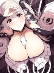  1girl :o azur_lane bare_shoulders breasts cleavage collarbone commentary_request earrings formidable_(azur_lane) highres huge_breasts itete jewelry long_hair looking_at_viewer parted_lips red_eyes solo twintails very_long_hair white_hair 