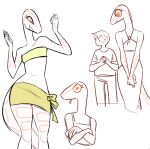  2021 anthro bikini bottomwear clothing colubrid corn_snake cornelia_(glacierclear) crossed_arms dress duo female glacierclear human lampropeltini larger_female male mammal rat_snake reptile scalie size_difference skirt smaller_male snake swimwear tongue tongue_out 