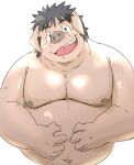  2021 anthro belly domestic_pig humanoid_hands kemono male mammal moobs navel nipples overweight overweight_anthro overweight_male simple_background solo suid suina sus_(pig) train_(artist) white_background 