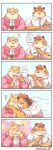  2021 anthro blush canid canine canis cellphone clothing comic domestic_dog duo eating english_text felid food hi_res hoodie humanoid_hands kemono kissing male male/male mammal noichi_53 overweight overweight_male pantherine phone shirt smartphone text tiger topwear 