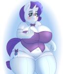  absurd_res anthro anthrofied big_breasts breasts cleavage clothed clothing coatieyay curvy_figure cutie_mark equid equine female friendship_is_magic fur genitals hair hasbro hi_res horn huge_breasts legwear mammal my_little_pony overweight overweight_anthro overweight_female panties purple_hair pussy rarity_(mlp) solo thick_thighs thigh_highs underwear unicorn voluptuous white_body white_fur wide_hips 