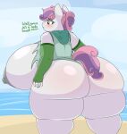  absurd_res anthro areola beach big_breasts big_butt blush breasts butt clothing coatieyay equid equine female friendship_is_magic hi_res horn huge_breasts huge_butt hyper hyper_breasts hyper_butt mammal my_little_pony nipples seaside solo sweetie_belle_(mlp) thick_thighs torn_clothing unicorn 