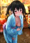  breasts cleavage enen_no_shouboutai karu_(qqqtyann) nipples no_bra tagme yukata 