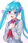  hatsune_miku megane seifuku sweater vocaloid wacchi 