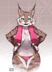  absurd_res anthro big_breasts breasts chest_tuft clothing felid feline female green_eyes hands_on_hips hi_res kollerss lingerie looking_at_viewer lynx maiz-ken mammal panties shower smile smirk solo towel_on_shoulder tuft underwear zeha 