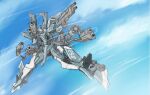  cloud dual_wielding extra_arms flying frame_arms gun handgun holding holding_gun holding_weapon mecha no_humans pistol science_fiction sketch sky solo stylet_(frame_arms) suzu_(garage516) weapon 