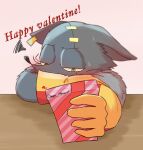  anthro blush candy chocolate clothing dessert ear_tag embarrassed food gloves handwear hi_res holidays mad_rat_(character) mad_rat_dead male mammal murid murine rat rodent solo stitch_(sewing) t24895949 valentine&#039;s_day 