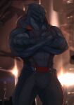  alien clothed clothing crossed_arms hi_res looking_at_viewer male mass_effect meken muscular muscular_male relay314 solo standing turian video_games yellow_eyes 
