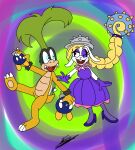  absurd_res anthro bob-omb bow_tie broodal buckteeth clothing duo fangs female green_hair hair hariet_(mario) hat headgear headwear hi_res iggy_koopa koopa koopaling lagomorph leporid male male/female mammal mario_bros nintendo rabbit scalie super_mario_odyssey teeth video_games wardrobe_malfunctio 